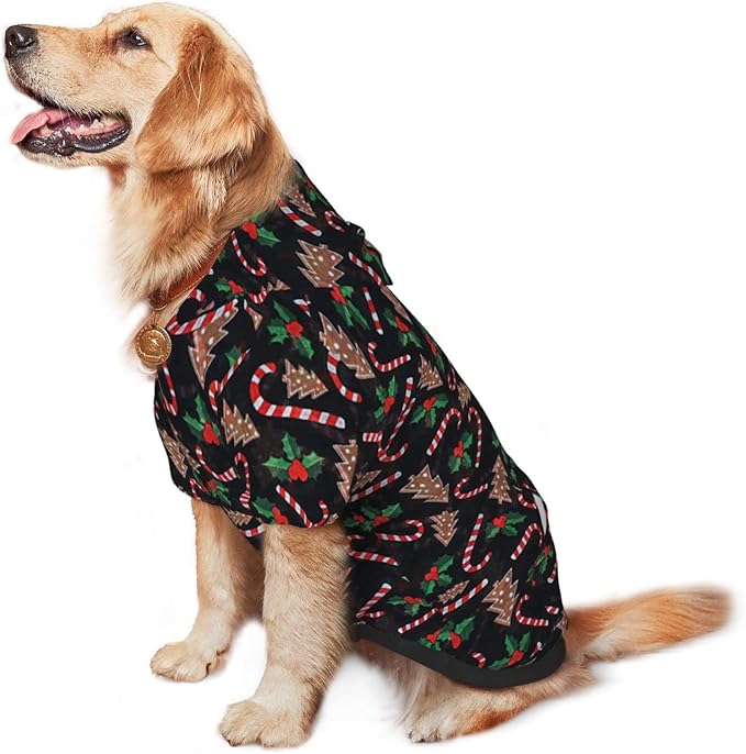 Christmas Tree Black Hoodie,Christmas Cosplay Dog Clothes with Pocket and Hat Winter Clothes Sweaters Xx-Large