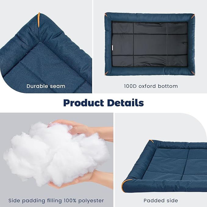 Miguel Oxford 900D Outdoor Waterproof Dog Bed for Metal Dog Crates Water-Resistant All Weather Pet Mat Durable Easy Wipe Clean Travel Indoor Outdoor Puppy Cat Crate Bed 30inch, Dark Blue