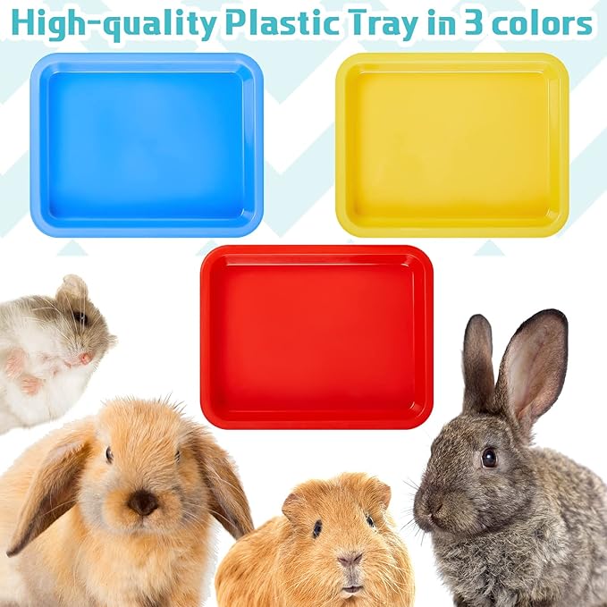 Tessco for you 3 Pcs Open Small Kitten Litter Box Rabbit Pan Waterproof Plastic Litter Tray Travel Toilet for Cats Bunny Guinea Pig Small Pet, Easy Clean(Classic Color,17.3 x 13.6 x 1.6 Inch)