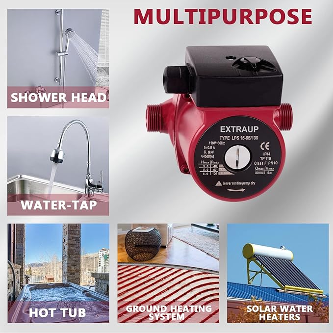 3/4 NPT 110V Hot Water 3-Speed Cast Iron Circulation Pump Circulator Pump