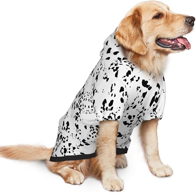 Dalmatian Dog Hoodie, Cute Dalmatian Print Winter Costume with Pocket for Medium Large Dogs