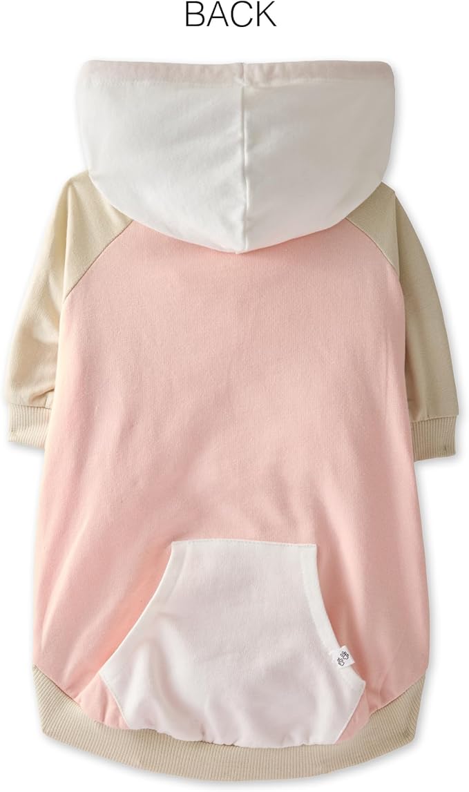 Rocky – The Orginal Lightweight Hooded TEE 100% Organic Cotton Dog Hoodie Pet Coat Sweater for Small, Medium, Large Dogs, Pink Color Block, XX-Small