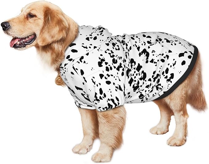 Dalmatian Dog Hoodie, Cute Dalmatian Print Winter Costume with Pocket for Medium Large Dogs