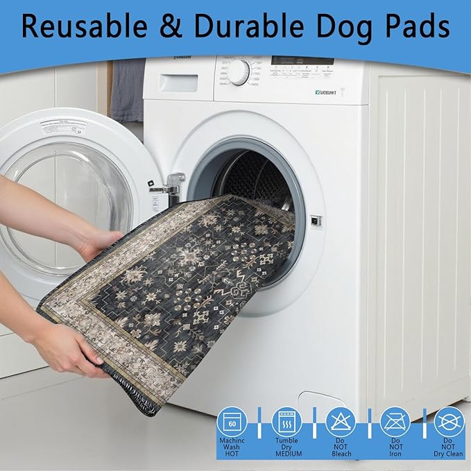 Washable Pee Pads for Dogs 2 Pack, Absorbent Reusable Puppy Pads Waterproof, Leakproof & Non-Slip Whelping Pad, Potty Training Pads for Dogs Playpen Mat 24x36