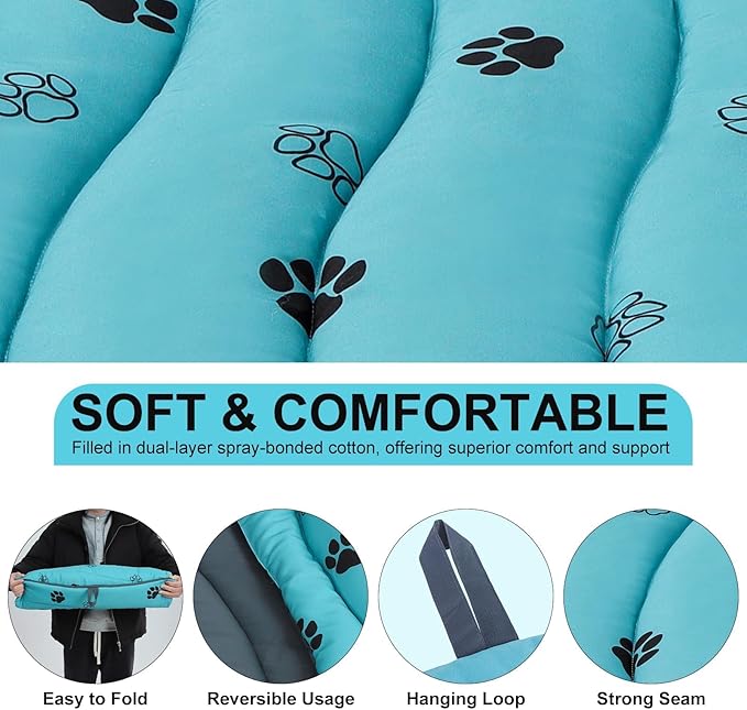 BINGPET Outdoor Travel Dog Bed for Large/Medium Dogs,Portable Waterproof Camping Mat with Carry Bag,Foldable Outside Bed,Machine Washable Indoor Pet Mat for Small,Medium and Large Dogs 35"x51"