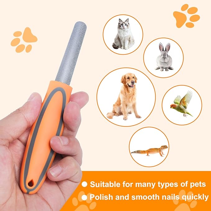 Dog Nail File, Pet Nail Filer for Smooth and Shape All Toenail Types, Polish Off Rough Edges, Remove Burs for Outdoor & Indoor Dog, Cat, Puppy, Kitten, Bird, Durable Metal Nail Grooming Tool