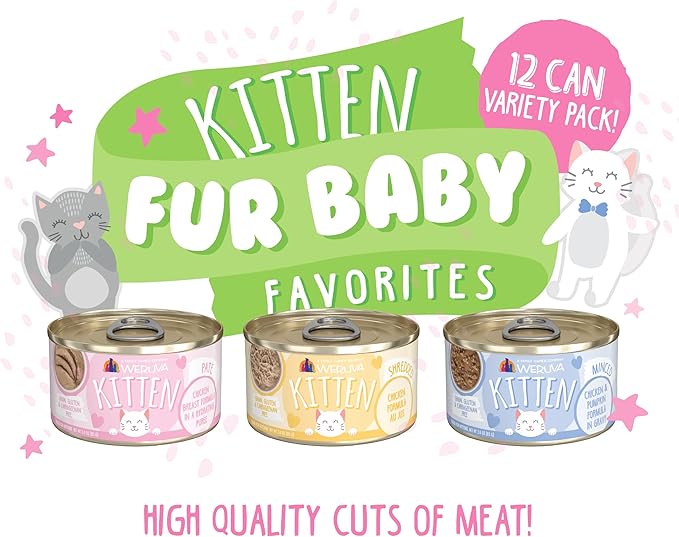 Weruva Kitten, Fur Baby Favorites Variety Pack, 3oz Can (Pack of 12)