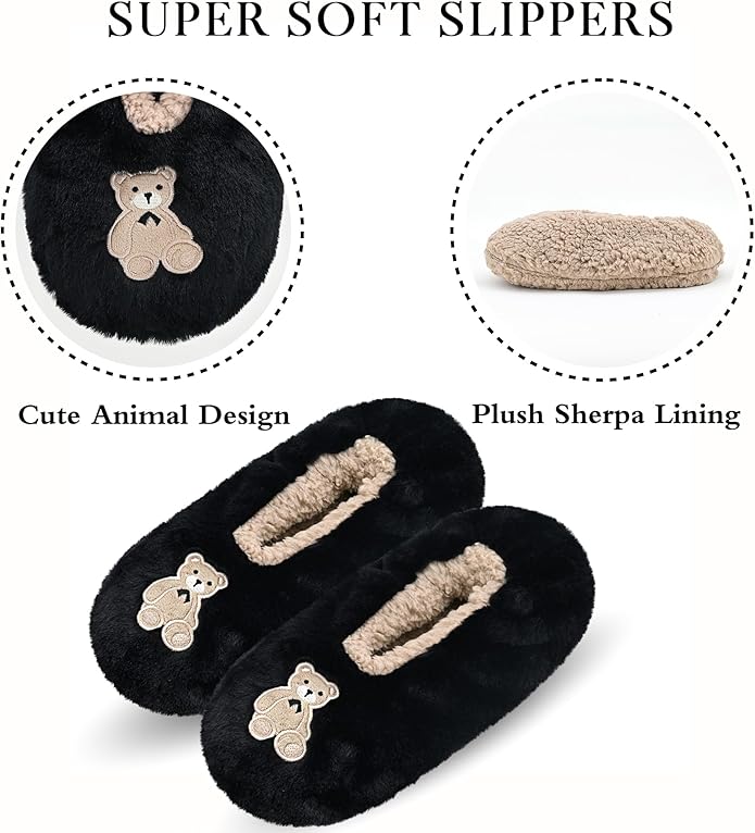 Keyela Slipper Socks for Women Grippers- House Slippers for Women Indoor- Fuzzy Cute Animal Women's/Ladies Slippers