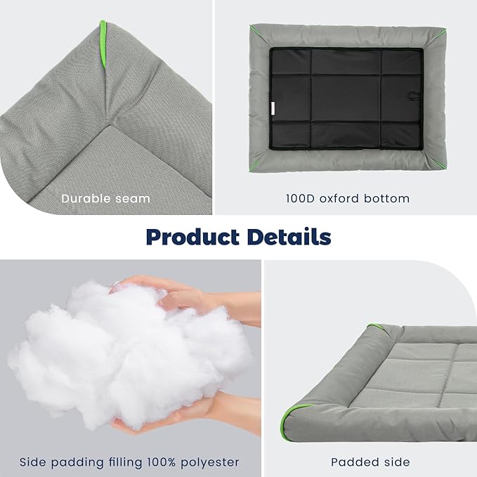 Miguel Oxford 900D Outdoor Waterproof Dog Bed for Metal Dog Crates Water-Resistant All Weather Pet Mat Durable Easy Wipe Clean Travel Indoor Outdoor Puppy Cat Crate Bed 48inch, Gray