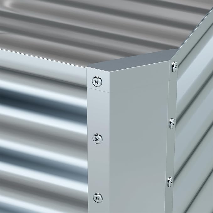 EKX 8x2x2FT Galvanized Raised Garden Bed, Raised Garden Bed Kit-Metal Planter Box Outdoor,Planting for Vegetables, Fruits,Herbs, Flowers-Slive