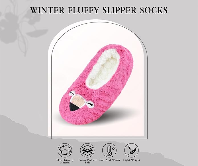 Keyela Slipper Socks for Women Grippers- House Slippers for Women Indoor- Fuzzy Cute Animal Women's/Ladies Slippers