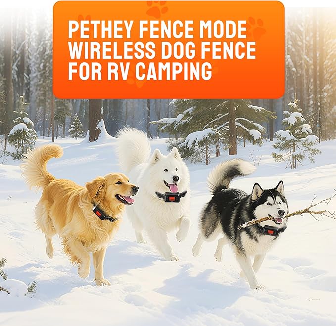 GPS Wireless Dog Fence. IPX7 Waterproof Dog Training Collar. 33-999yard Adjustable Range. Vibration and Electric Shock Collar for Dogs.Dog Fence Outdoor for Yard & Indoor Use