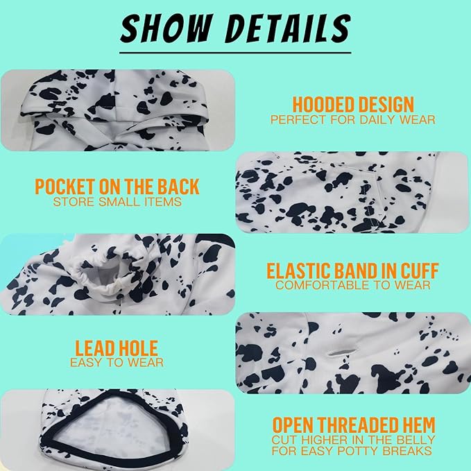 Dalmatian Dog Hoodie, Cute Dalmatian Print Winter Costume with Pocket for Medium Large Dogs