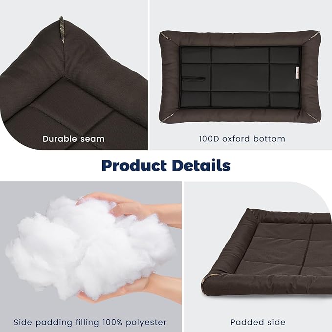 Miguel Oxford 900D Outdoor Waterproof Dog Bed for Metal Dog Crates Water-Resistant All Weather Pet Mat Durable Easy Wipe Clean Travel Indoor Outdoor Puppy Cat Crate Bed 24inch, Brown