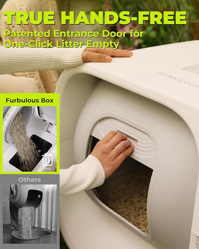 Furbulous True Odor-Free Self Cleaning and Packing Litter Box, Automatic Cat Litter Box with Self-Pack and Refill System, APP Control, Includes Trash Bags, Extra Large Space for 3.3-22 lbs Cats