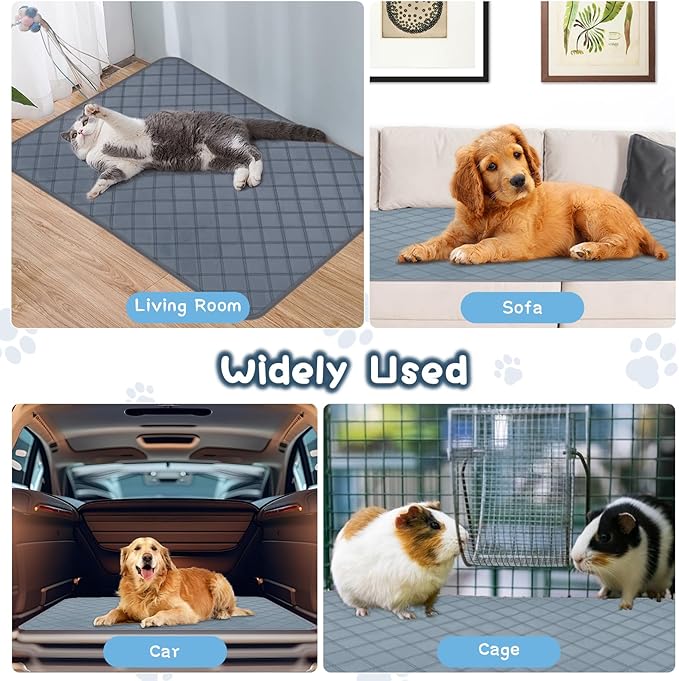 3 Packs Washable Guinea Pig Cage Liners, Waterproof Guinea Pig Pee Pads Reusable Absorbent Bedding Anti Slip Mats for Small Animals Bunny Rabbit Hamster (47 x 24in)