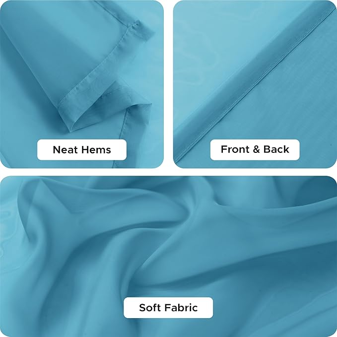 HolidayIdeas All Weather Outdoor Patio Curtains 6 Pcs Linen Look Rod Pocket Sheer Outdoor Curtains for Pool Side, Porch, Balcony, Pergolas,Cabana, Aqua,54x95 Inch