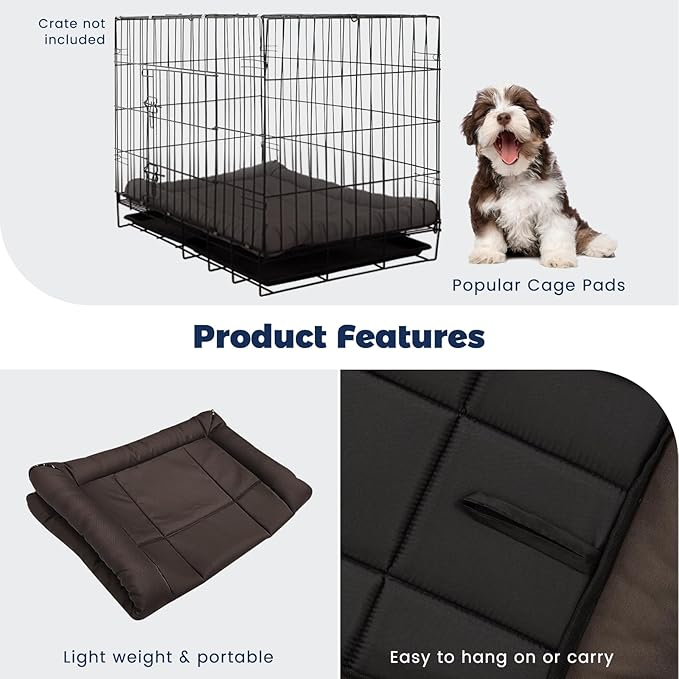 Miguel Oxford 900D Outdoor Waterproof Dog Bed for Metal Dog Crates Water-Resistant All Weather Pet Mat Durable Easy Wipe Clean Travel Indoor Outdoor Puppy Cat Crate Bed 24inch, Brown