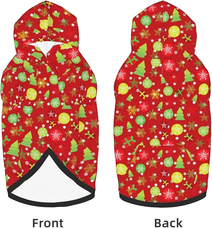 Christmas Tree Print Hoodie,Christmas Cosplay Dog Clothes with Pocket and Hat Winter Clothes Sweaters Medium