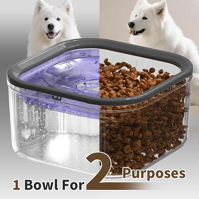 3L Dog Water Bowl No Spill 101oz Large Capacity Spill Proof Slow Drinking Water Feeder No Splash Pet Water Bowl Vehicle Carried Travel Dog Bowl for Sloppy Messy Drinkers Cats(Purple)