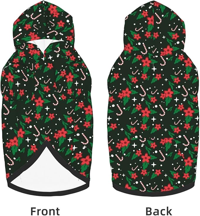 Black Candy Cane Hoodie,Christmas Cosplay Dog Clothes with Pocket and Hat Winter Clothes Sweaters XXX-Large
