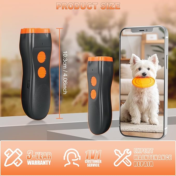 2025 Upgraded Dog Bark Deterrent Devices【Efficiency Increased 200%】【 1S Quick Response 】 100% Pet Safe, 3-in-1 Ultrasonic Dog Bark Deterrent Suitable for Indoor and Outdoor Use