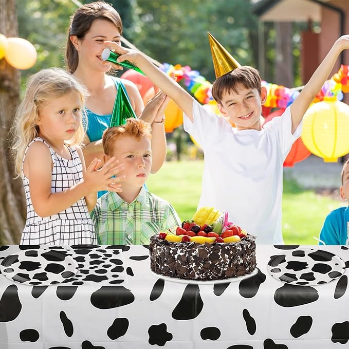 Cow Birthday Party Supplies - Farm Cow Print Birthday Party Tableware Includes 20 Party Plates, 20 Napkins and 1 Tablecloth Perfect for Cow Farm Theme Birthday Parties Decorations