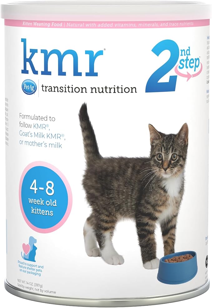 Pet-Ag KMR 2nd Step Kitten Weaning Food - 14 oz - Powdered Kitten Weaning Formula with DHA, Natural Milk Protein, Vitamins & Minerals for Kittens 4-8 Weeks Old - Easy to Digest