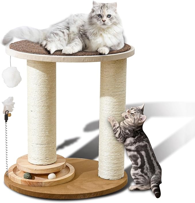 Wood Cat Tree Tower with Scratching Posts β Handmade Cat Condo for Indoor Cats β Cat Scratcher & Resting Platform β Stable & Stylish Cat Furniture