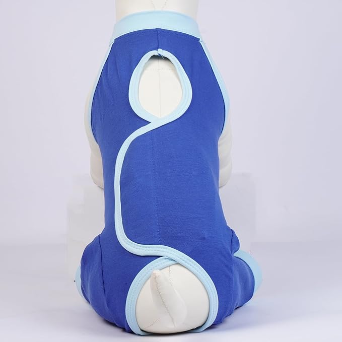 ROZKITCH Dog Surgery Leg Sleeve Rear Legs, Male Female Pet Prevent Licking Wound Elbow Knee Protector, Dog Recovery Suit Cone Collar Alternative Pants Shirt for Wound Heal Wrap Blue 2XL