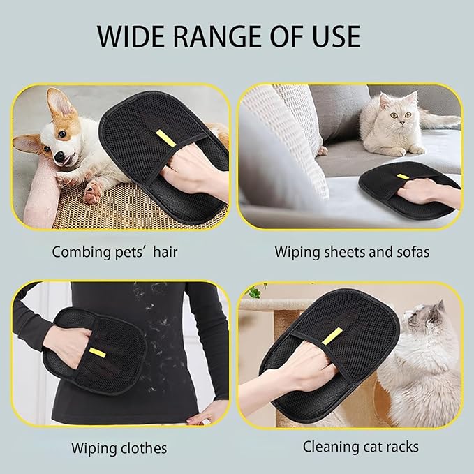 2 Pcs Pet Hair Removal Gloves for Dogs & Cats, Electrostatic Glove for Pet Hair, Cat Grooming Gloves for Hair Removal,Reusable Cat & Dog Hair Remover for Couch, Furniture, Carpet, Curtain