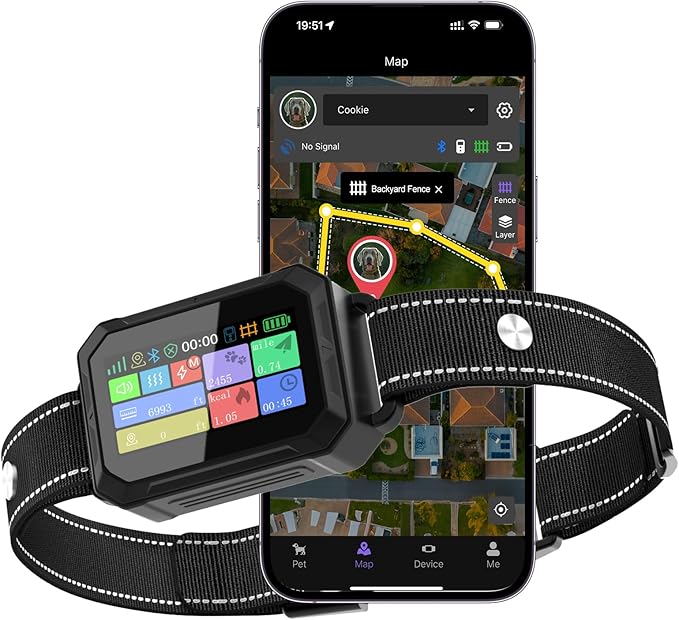 GPS Wireless Dog Fence System - Electric Training Collar with Free App for Dogs 15 Lbs+ (Black)