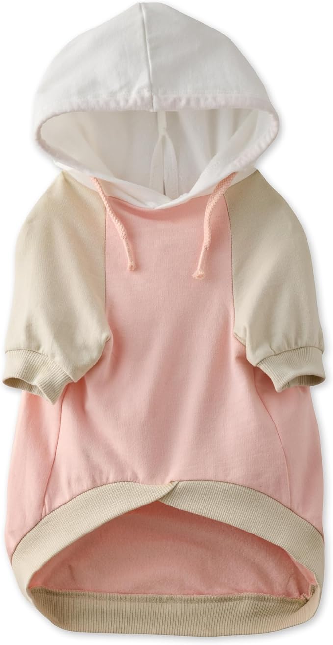 Rocky – The Orginal Lightweight Hooded TEE 100% Organic Cotton Dog Hoodie Pet Coat Sweater for Small, Medium, Large Dogs, Pink Color Block, XX-Small