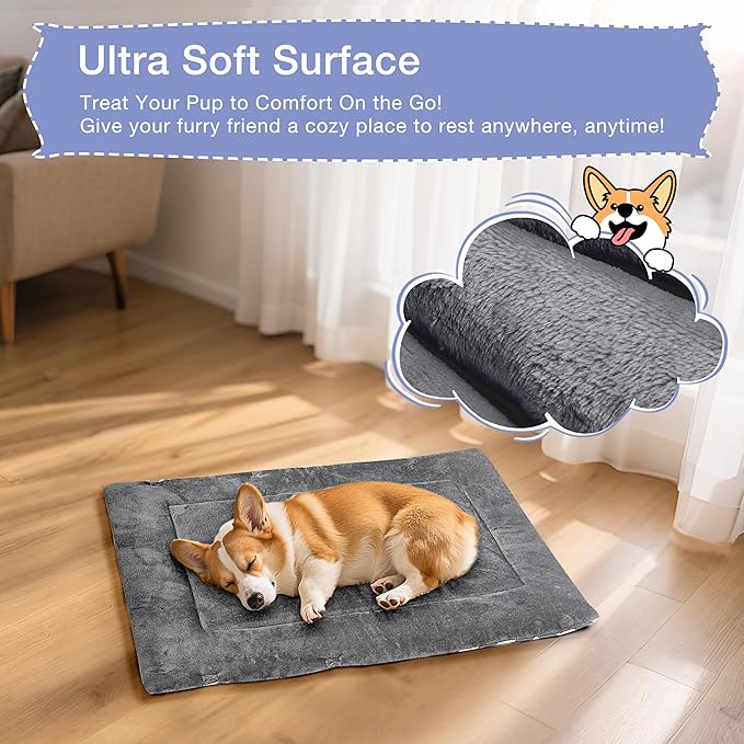 Kritter Planet Waterproof Foldable Dog Bed Pad for Camping & Travel, Portable Roll-Up Dog Bed Car Seat Pet Cushion Mat with Handles for Medium & Large Dogs, Indoor & Outdoor Use
