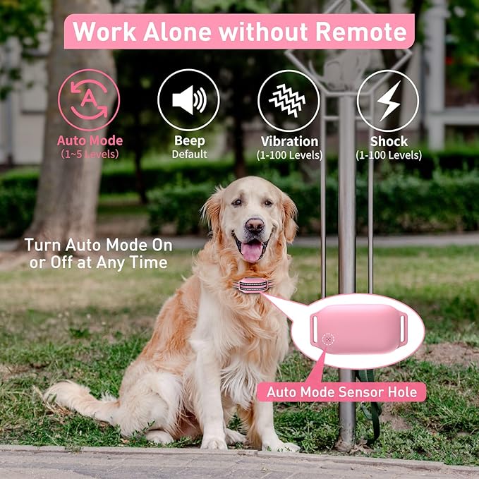 PetJoy Dog Bark Collar with Remote, Shock Collar for Large Dogs 3 Pack, Bark & Shock Collar Combo, Automatic Bark Collar - Auto Mode with 5 Sensitivity Levels