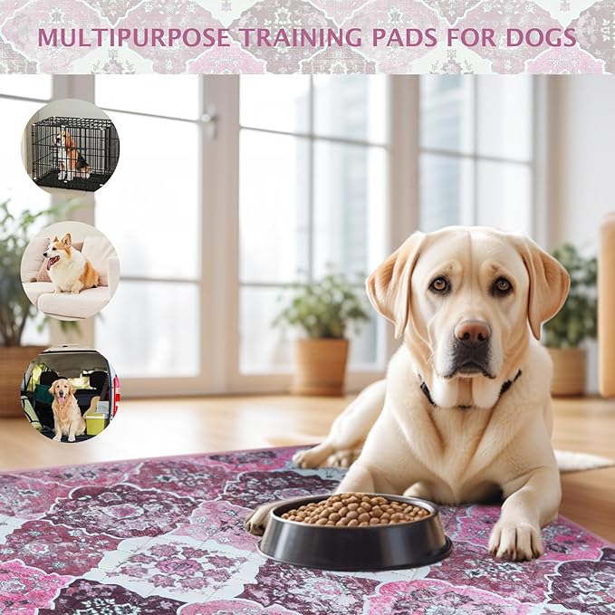 IEUUMLER Washable Pee Pads for Dogs, 2 Pack Reusable Pee Pads for Dogs Non-Slip Grip, Super Absorbent Waterproof Puppy Pads for Potty Training, Playpen, Crate, Whelping Box EU011 Pink, 36x24