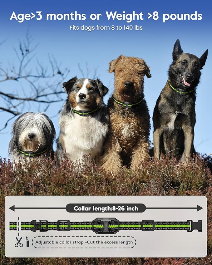 Dog Training Collar with 7 Training Modes, 4200Ft Remote Electronic Dog Shock Collar, Electric Shock Collar for Small Medium Large Dogs (Green)