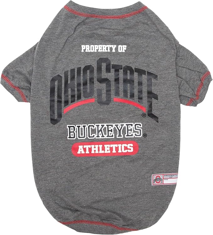 Pets First Collegiate OHIO STATE BUCKEYES Dog T-Shirt, Medium. - Licensed Shirt for Pets Team Colored with Team Logos.- Premium Stretchable Materials for the Comfrot of your Dog & Cat.