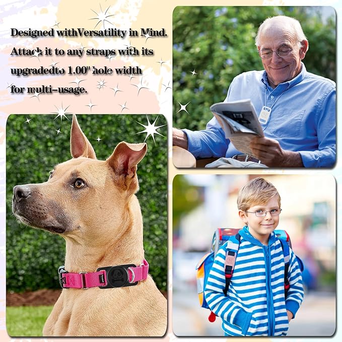 4 Pack Waterproof AirTag Dog Collar Holder Compatible with Apple AirTag, Silicone Hidden Loop Holder for Airtag Tracker, Anti-Lost Dog Collar Air Tag Accessories(Gray,Black,Blue,Dark Green)