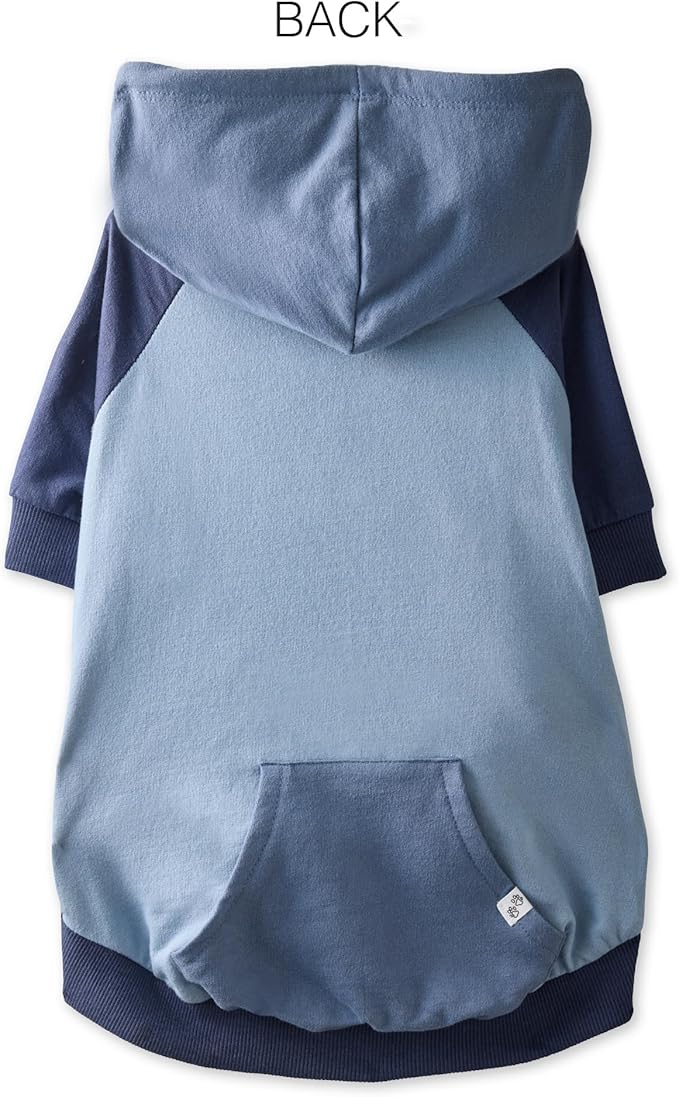 Rocky – The Orginal Lightweight Hooded TEE 100% Organic Cotton Dog Hoodie Pet Coat Sweater for Small, Medium, Large Dogs, Navy Color Block, X-Small