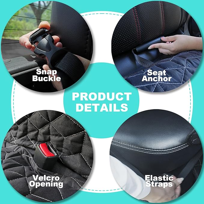 Dog Car Seat Covers for Back Seat, Waterproof Back Seat Covers for Ford Explorer/Subaru Outback/Honda Pilot, Heavy Duty Non Slip Back Seat Cover for Dogs in Car, Easy Clean Car Seat Protector
