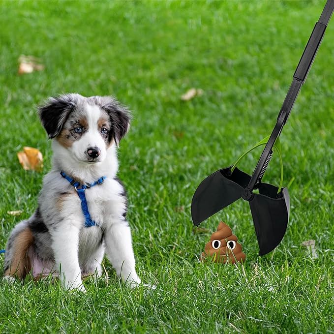 32" Pooper Scooper for Large Medium Small Dogs, Extra Long Handle Heavy Duty Poop Scoop, Foldable Dog Poop Picker Upper for Yard (Without Bag and Dispenser Attachment)