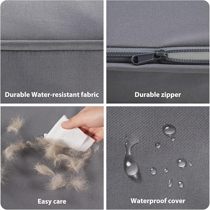 BFPETHOME Outdoor Dog Bed for Large Dogs, Waterproof, Orthopedic with Removable Washable Cover, Egg Crate Foam Mat. (30 x 20in, Grey)
