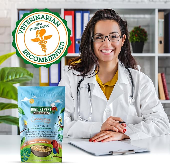 Parrot Parakeet Cockatiel Food - Bird Food - Cooks in 3-15 min with Natural & Organic Grains - Legumes - Non-GMO Fruits, Vegetables, & Health Orientated Spices (4.00 Pound (Pack of 1), CinnaSpice)