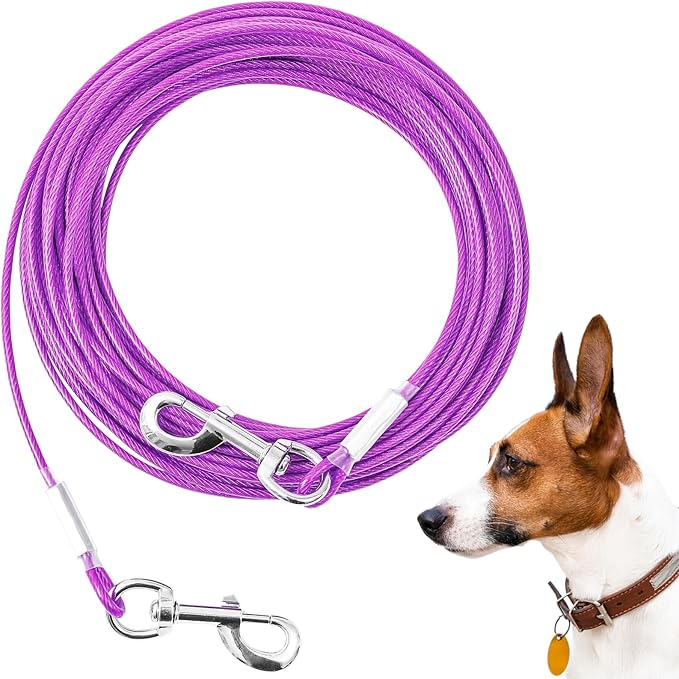 Tie Out Cable for Dogs,100FT Dog Leads,Heavy Duty Tie Out Cable for Large Dogs Up to 125lbs,Durable Dog Runner Tether Line for Outdoor,Yard