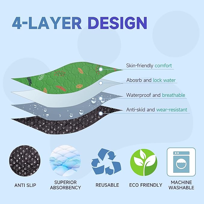 Sunheir Washable Pee Pads for Dogs 72"x72", Extra Large Reusable Puppy Pads Pet Training Pads for Dog Playpen, Waterproof Pee Pads for Puppy Playpen, Whelping Pad, Dog Playpen Indoor - Green