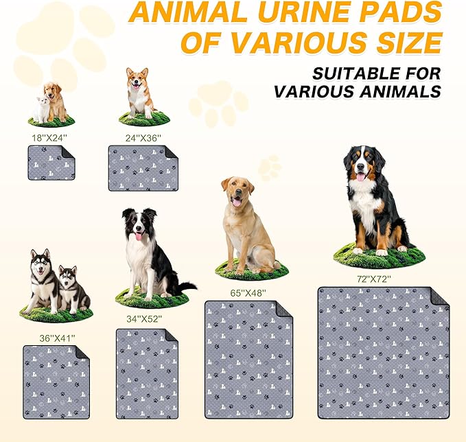 Washable Pee Pads for Dogs, 2 Pack Reusable Puppy Pads, Waterproof Pet Pee Pads for Dog Potty Training, Extra Large Dog Pee Pads for Crate, Playpen, and Whelping, Durable and Absorbent, Grey 36"x41"