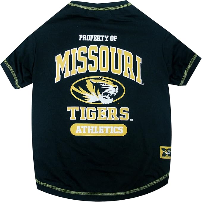 Pets First Collegiate MISSOURI TIGERS Dog T-Shirt, Small. - Licensed Shirt for Pets Team Colored with Team Logos.- Premium Stretchable Materials for the Comfrot of your Dog & Cat.