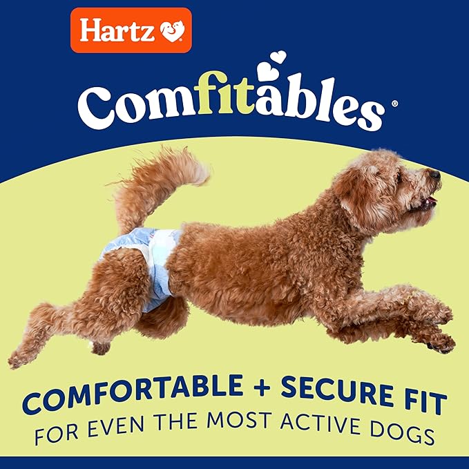 New! Hartz® Comfitables® Disposable Dog Diapers, Size Large 12 Count, Comfortable & Secure Fit, Easy to Put On, Super Absorbent Male and Female Diaper