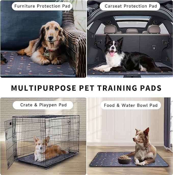 Washable Pee Pads for Dogs - 2 Pack Puppy Pads with Super Absorbent, Non-Slip, Reusable Pee Pads Specifically Designed for Dog Playpen, Crate, Whelping Box, Floor - 36" x 41", Grey